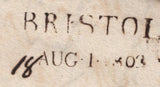 141971 1803 MAIL BRISTOL TO COGNAC VIA HAMBURG DUE TO NAPOLEONIC WARS.