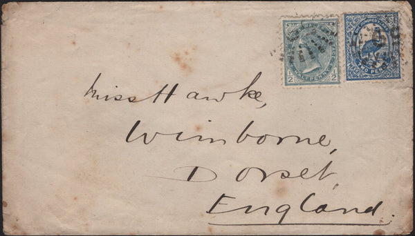141974 1895 MAIL DUNGOG, NORTH SOUTH WALES, AUSTRALIA TO WIMBORNE WITH 'WIMBORNE' WAFER SEAL.