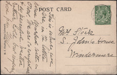 141983 1917 POST CARD TYNEHAM, A 'LOST VILLAGE' IN DORSET TO WINDERMERE WITH 'TYNEHAM' DATE STAMP.