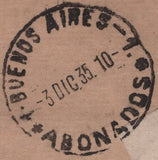 142010 1935 AIR MAIL GLASGOW TO BUENOS AIRES WITH 2/6 SEAHORSE (SG450) X 8.