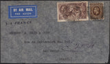 142014 1936 AIR MAIL ABERDEEN TO SAO PAULO, BRAZIL WITH 2/6 SEAHORSE (SG450) AND 1S PHOTOGRAVURE (SG449).