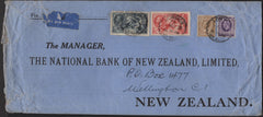 142018 1936 LARGE ENVELOPE AIR MAIL LONDON TO NEW ZEALAND WITH SEAHORSES 5S (SG451), 10S (SG452) AND KGV 3D AND 1S.