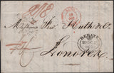 142026 1839 LETTER GAND (GHENT) TO LONDON WITH VERY FINE STRIKE 'REBATE/CROWN 23 OC 23 1839/F.B.O.' HAND STAMP (L298c).