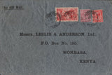 142032 1933 AIR MAIL  LONDON TO MOMBASA, KENYA WITH 5S SEAHORSE (SG416) ALSO KGV 1D AND 6D.