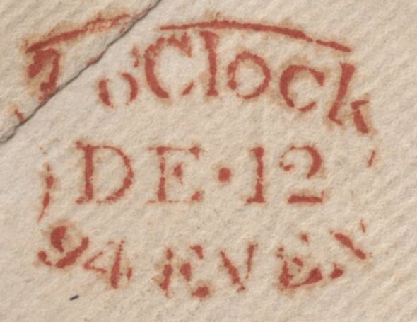 142035 1794 MAIL USED IN LONDON WITH 'WATLING/ST. 3' RECEIVERS HANDSTAMP IN BLACK. (L420).