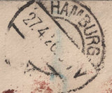 142040 1926 REGISTERED INSURED MAIL GRIMSBY TO HAMBURG WITH 2/6 SEAHORSE (SG415a) AND VARIOUS OTHER KGV ISSUES.