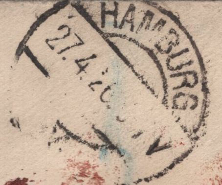 142040 1926 REGISTERED INSURED MAIL GRIMSBY TO HAMBURG WITH 2/6 SEAHORSE (SG415a) AND VARIOUS OTHER KGV ISSUES.