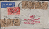 142051 1935 AIRMAIL GLASGOW TO BUENOS AIRES, SOUTH AMERICA WITH 5S SEAHORSE (SG451) AND KGV 1S (SG429) X 7.