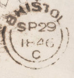 142055 1846 MAIL BRISTOL TO HEREFORD 1D (SG8), PRINTED BILL HEAD.