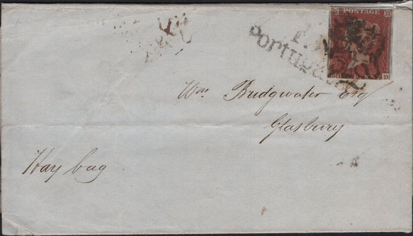 142056 1844 MAIL LONDON TO GLASBURY (RADNOR, BRECON) MANUSCRIPT 'Hay bag' 1D (SG8) LONDON No.11 IN MALTESE CROSS (Spec B1uk).