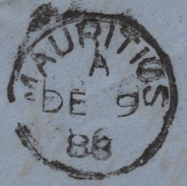 142062 1886 MAIL LIVERPOOL TO MAURITIUS 6D GREEN (SG194) 1D LILAC (SG172) X 2.