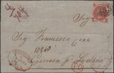 142063 1869 REGISTERED MAIL HULL TO GENOVA, ITALY WITH 10D RED-BROWN (SG112).