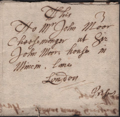 142068 1698 MAIL FROM APPLEBY MAGNA. LEICS TO JOHN MOORE, MINCING LANE OF LONDON.