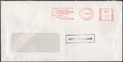 142069 1984 MAIL FROM LONDON WITH METER MARK AND BOXED 'NOT DEREHAM' HANDSTAMP.