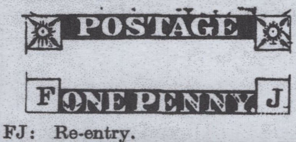 142072 1845 1D PL.58 (SG8)(FJ) RE-ENTRY (SpecBS47a) GOOD TO FINE USED.