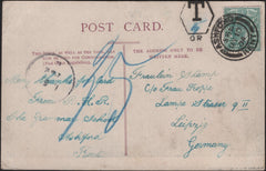142079 1904 UNDERPAID MAIL ASHFORD, KENT TO LEIPZIG, GERMANY.