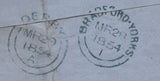 142083 1854 1D ARCHER EXPERIMENTAL PERFORATION PL.97 (SG16b) ON COVER BRADFORD, YORKS TO DERBY.