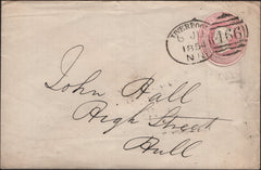 142095 1854 1D PINK LIVERPOOL TO HULL 'LIVERPOOL/466' SPOON (RA52).