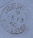 142103 1866 MAIL USED IN WORCESTER WITH 'WORCESTER/918' SPOON FOURTH RE-CUT (RA137), LATEST KNOWN DATE AND ILLUSTRATED IN ARUNDEL.