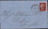 142112 1857 MAIL MANCHESTER TO KNIGHTON 1D (SG40) 'MANCHESTER/498' SPOON TYPE D5b (RA94).