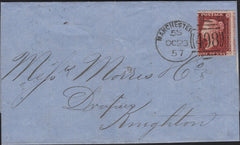 142112 1857 MAIL MANCHESTER TO KNIGHTON 1D (SG40) 'MANCHESTER/498' SPOON TYPE D5b (RA94).