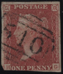 142131 1855 DIE 2 1D PL.7 L.C.14 ERROR IMPERFORATE (SPEC C6j).