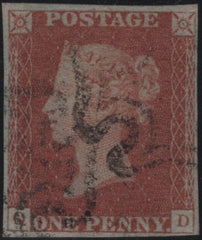142138 1842 1D PL.24 (SG8)(QD) GOOD TO FINE USED.