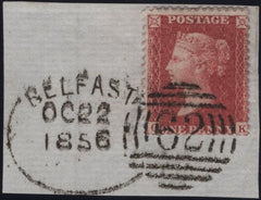 142140 1856 DIE 2 1D PL.42 RED-BROWN ON WHITE PAPER (SG37/SPEC C8A). VERY FINE USED ON DATED PIECE.