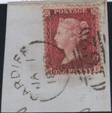 142142 1858 DIE 2 1D PL.45 ROSE-RED ON WHITE PAPER PERFORATION 14 (SG40/SPEC C10) ON DATED PIECE WITH CONSTANT VARIETY.
