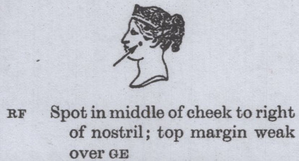 142142 1858 DIE 2 1D PL.45 ROSE-RED ON WHITE PAPER PERFORATION 14 (SG40/SPEC C10) ON DATED PIECE WITH CONSTANT VARIETY.