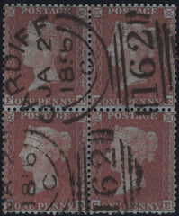 142146 1855 DIE 2 1D PL.4 L.C.14 (SPEC C6) FINE TO VERY FINE USED BLOCK OF FOUR.