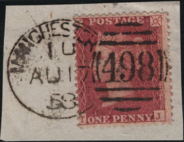 142153 1858 PIECE 1D (SG40) 'MANCHESTER/498' SPOON TYPE D1 SECOND RE-CUT (RA78).