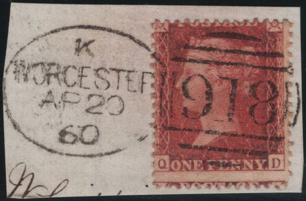142172 1860 PIECE 1D (SG40) 'WORCESTER/918' SPOON FIRST RE-CUT (RA128).