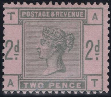 142198 1884  STAMP COMMITTEE DE LA RUE 2D GREEN ON PINK PERFORATED UNWATERMARKED PAPER COLOUR TRIAL (SG189), VERY FINE UNUSED.