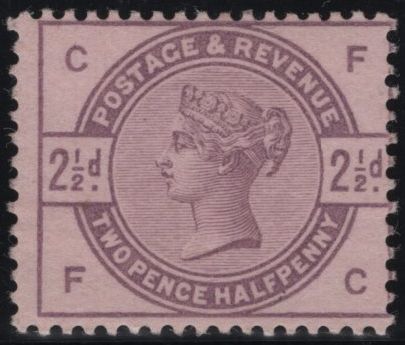 142202 1884 STAMP COMMITTEE DE LA RUE 2½D PURPLE ON PINK PERFORATED UNWATERMARKED PAPER COLOUR TRIAL (SG190), FINE UNUSED.