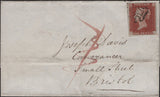 142219 1844 MAIL NEWPORT, MONMOUTH TO BRISTOL 1D PL.38 (SG8) MONMOUTH MALTESE CROSS.