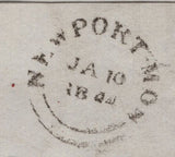 142219 1844 MAIL NEWPORT, MONMOUTH TO BRISTOL 1D PL.38 (SG8) MONMOUTH MALTESE CROSS.