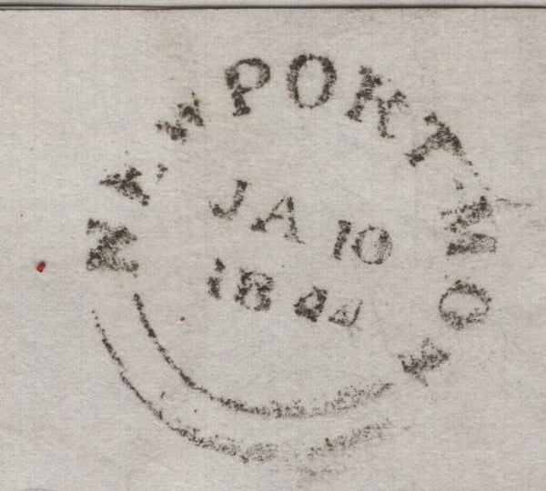 142219 1844 MAIL NEWPORT, MONMOUTH TO BRISTOL 1D PL.38 (SG8) MONMOUTH MALTESE CROSS.