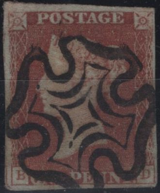 142223 1840-41 MATCHED QUARTET 1D BLACK (SG2) AND RED (SG7) PLATE 10 LETTERED BD INCLUDING 1D RED PRE-PROVISIONAL (AS69), 1D BLACK STATE 2 (SG3) (SPEC AS70)  AND 1D REDS STATE 2 (AS71) INCLUDING ONE ON COVER.