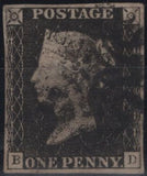 142223 1840-41 MATCHED QUARTET 1D BLACK (SG2) AND RED (SG7) PLATE 10 LETTERED BD INCLUDING 1D RED PRE-PROVISIONAL (AS69), 1D BLACK STATE 2 (SG3) (SPEC AS70)  AND 1D REDS STATE 2 (AS71) INCLUDING ONE ON COVER.