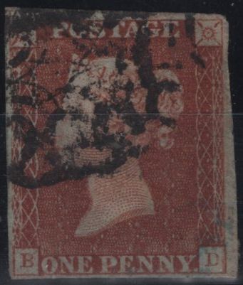 142223 1840-41 MATCHED QUARTET 1D BLACK (SG2) AND RED (SG7) PLATE 10 LETTERED BD INCLUDING 1D RED PRE-PROVISIONAL (AS69), 1D BLACK STATE 2 (SG3) (SPEC AS70)  AND 1D REDS STATE 2 (AS71) INCLUDING ONE ON COVER.