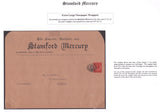 142228 THE 'STAMFORD MERCURY' NEWSPAPER, GROUP OF SEVEN ITEMS INCLUDING 1805 NEWSPAPER AND LATER USAGES.