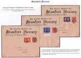 142228 THE 'STAMFORD MERCURY' NEWSPAPER, GROUP OF SEVEN ITEMS INCLUDING 1805 NEWSPAPER AND LATER USAGES.
