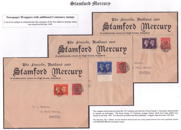 142228 THE 'STAMFORD MERCURY' NEWSPAPER, GROUP OF SEVEN ITEMS INCLUDING 1805 NEWSPAPER AND LATER USAGES.