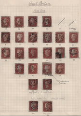 142233 1841-1848 GOOD USED GROUP PLATED 1D RED (SG8) (24 ITEMS).