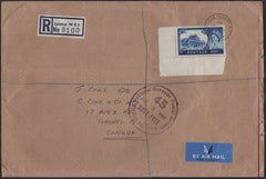 142234 1965 REGISTERED AIRMAIL LONDON TO CANADA WITH 10S CASTLE.