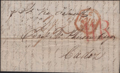 142240 1841 MAIL LONDON TO CADIZ, SPAIN, POST PRE-PAID.