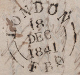 142240 1841 MAIL LONDON TO CADIZ, SPAIN, POST PRE-PAID.