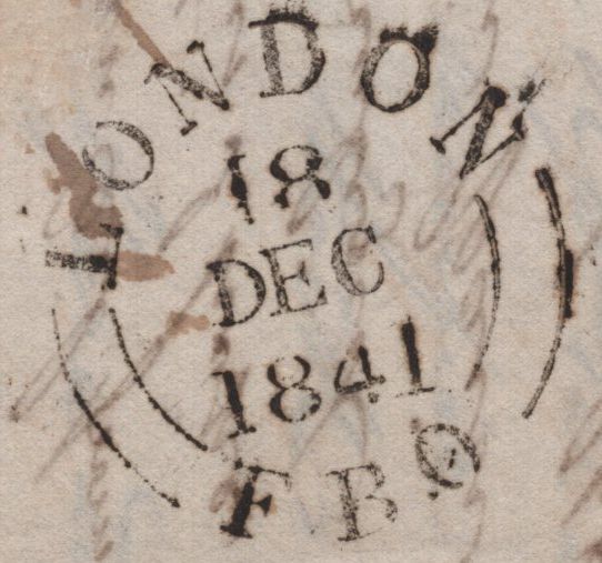 142240 1841 MAIL LONDON TO CADIZ, SPAIN, POST PRE-PAID.