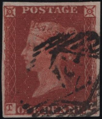 142251 1845 1D PL.54 (SG10)(TL)  MISSING IMPRIMATUR LETTERING.